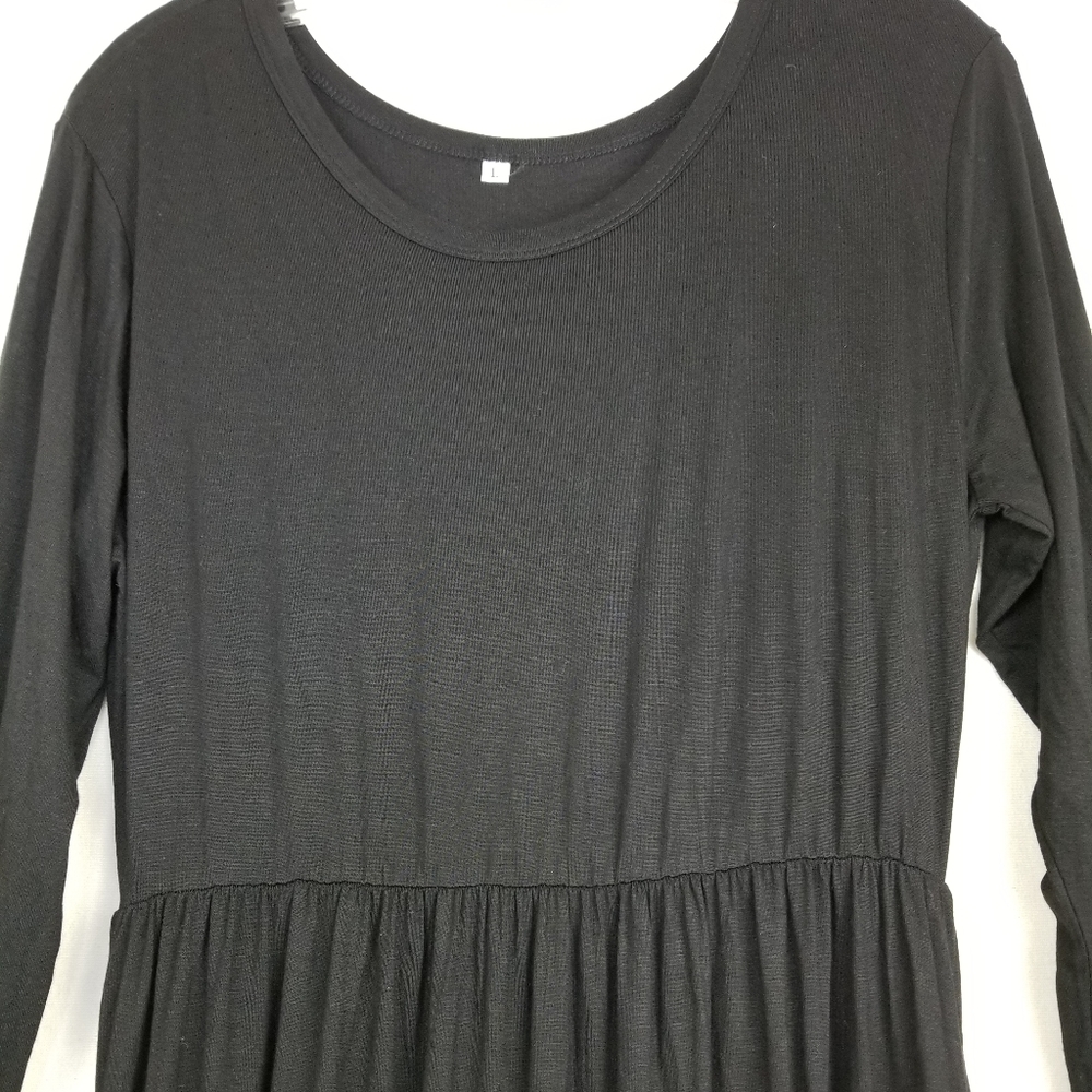 NEW Black Scoop Back Maxi Lounge Dress Sz L - Picture 7 of 10